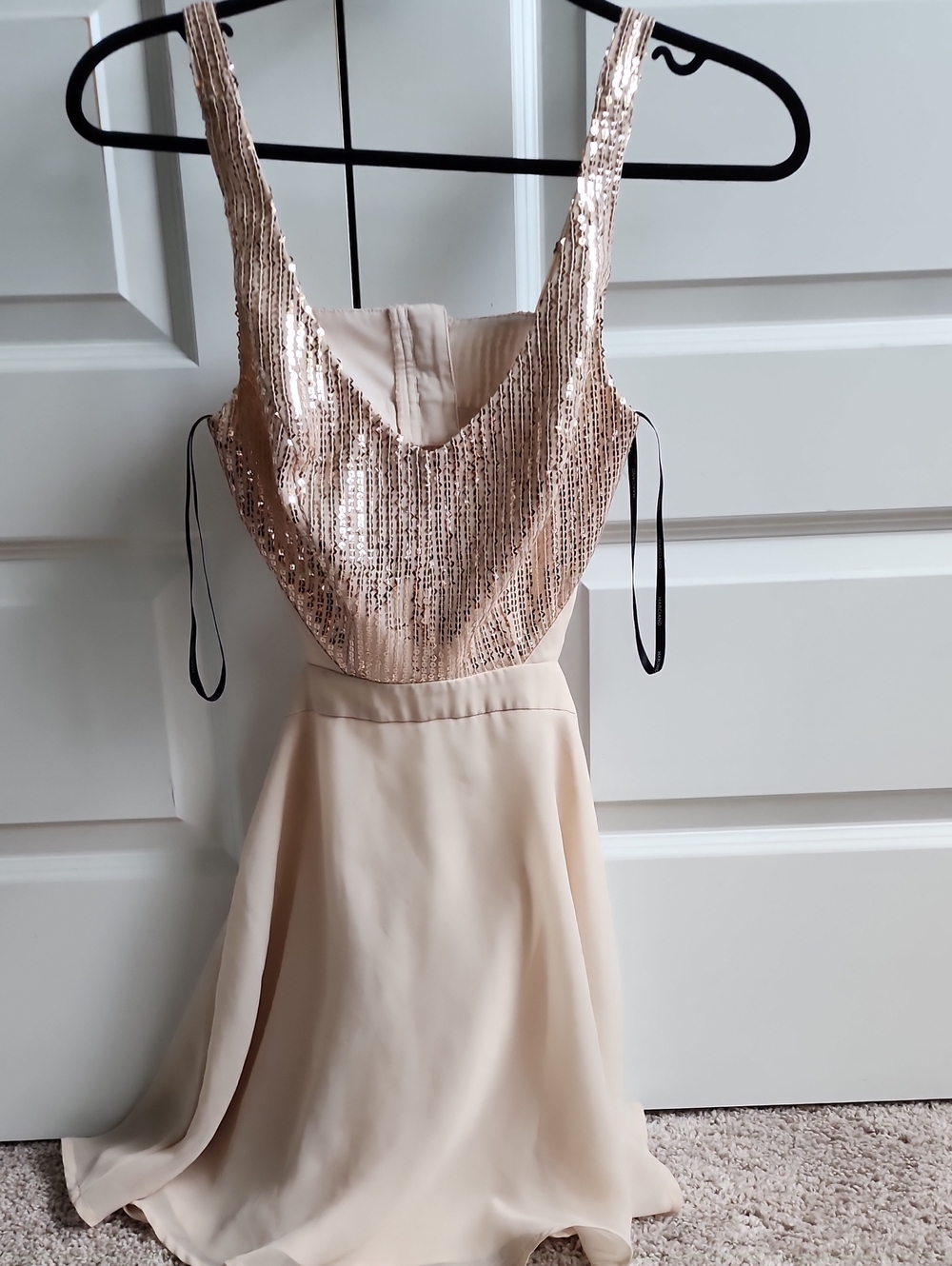 Marciano Sequin Bodice Chiffon Prom Dress - Blush Champagne